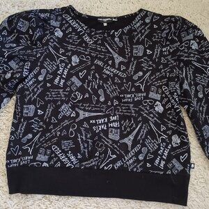 Karl Lagerfeld Paris Women’s XL Sweatshirt Black Graphic Paris Print Pullover